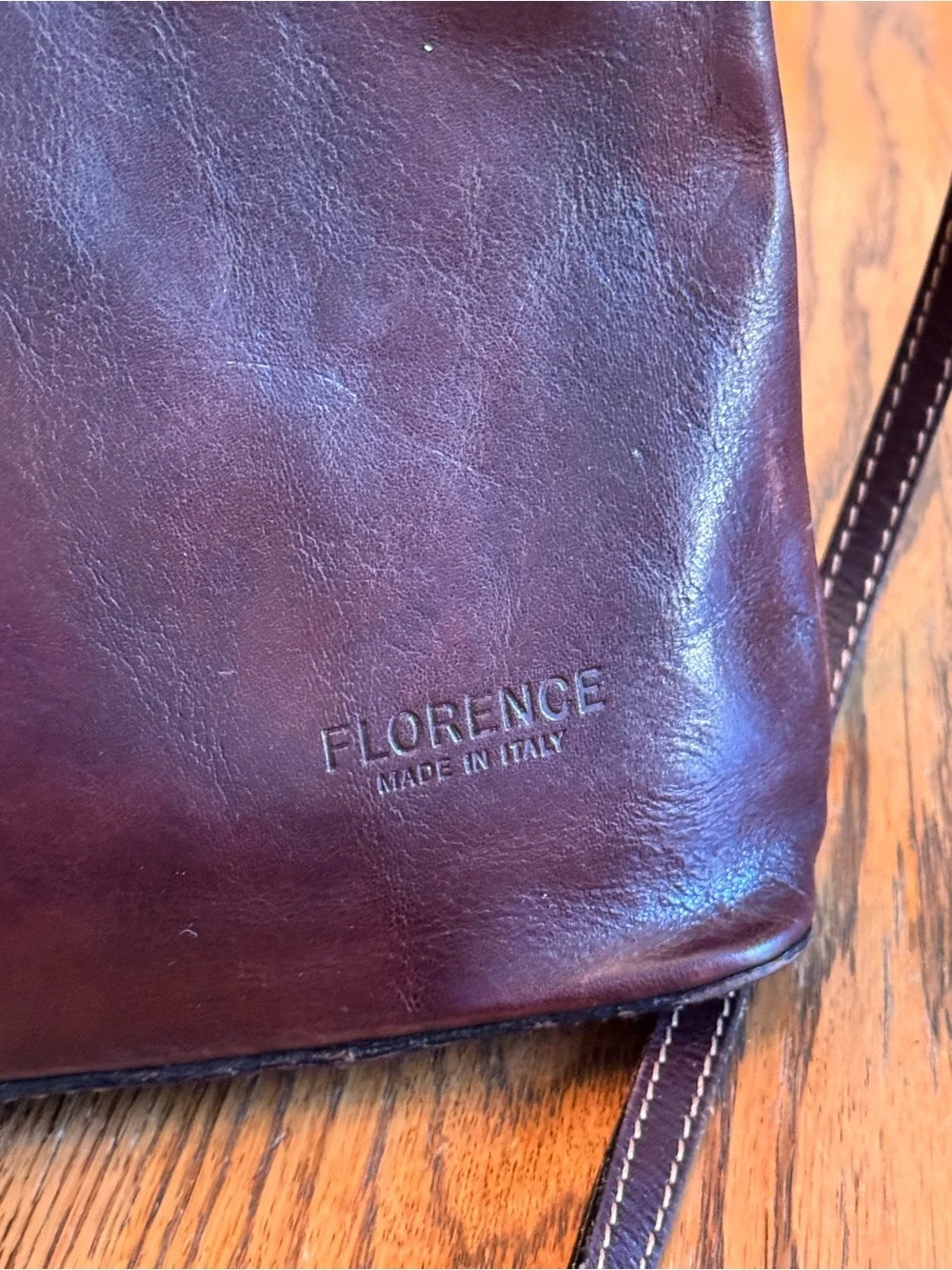 Florence Genuine Leather Crossbody Bag — Burgundy